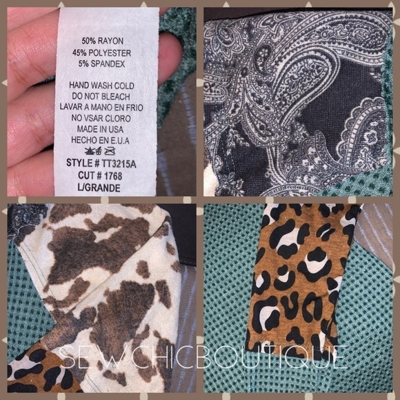 Last! Waffle Knit Fabric Mix Matched Top - Picture 6 of 6